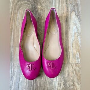 Lauren Ralph Lauren Fuchsia Leather Logo Flats Size 6.5B LNC